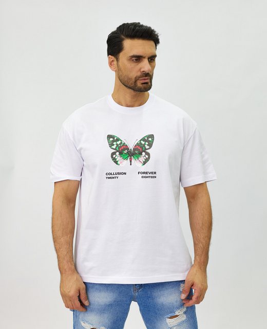 Denim House T-Shirt Lässiges Butterfly Oversized T-Shirt in Loose Fit Weiß günstig online kaufen