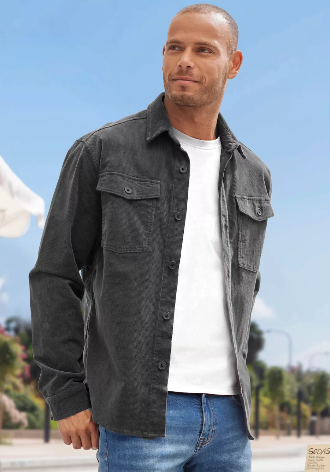 John Devin Hemdjacke, modernes Cord-Overshirt mit aufgesetzten Taschen günstig online kaufen