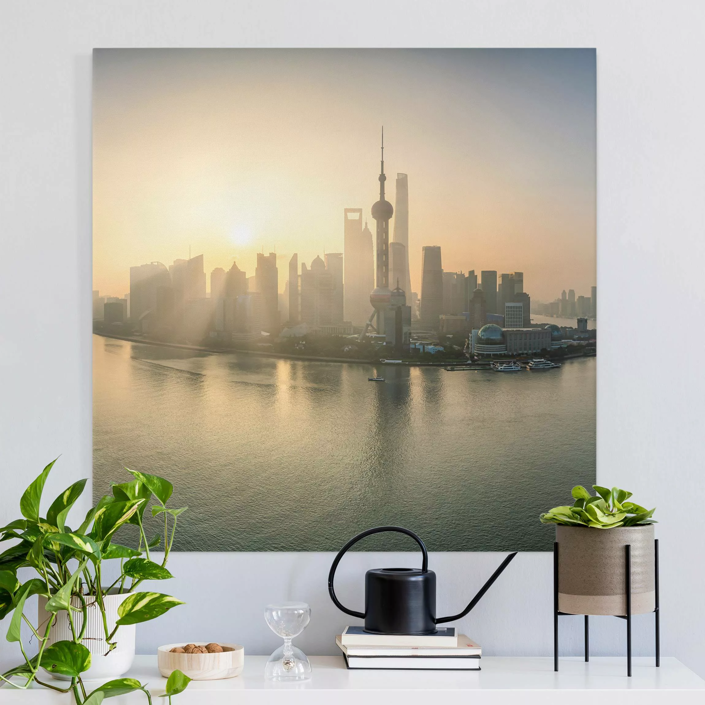 Leinwandbild Pudong bei Sonnenaufgang günstig online kaufen