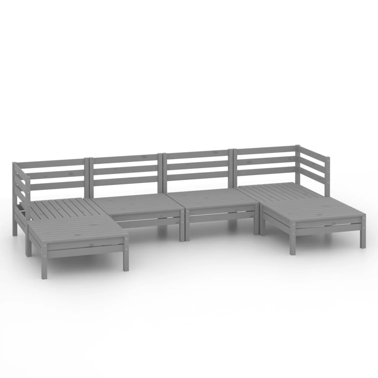 6-tlg. Garten-lounge-set Grau Massivholz Kiefer günstig online kaufen