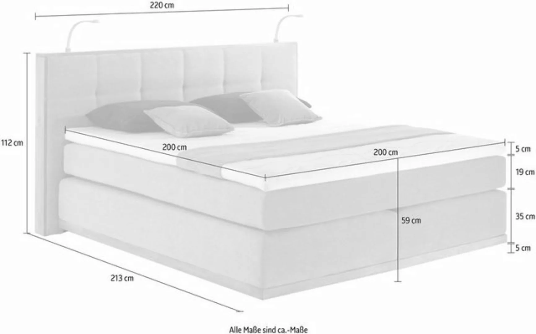 Places of Style Boxspringbett Vinton, mit LED-Beleuchtung, Massivholzrahmen günstig online kaufen