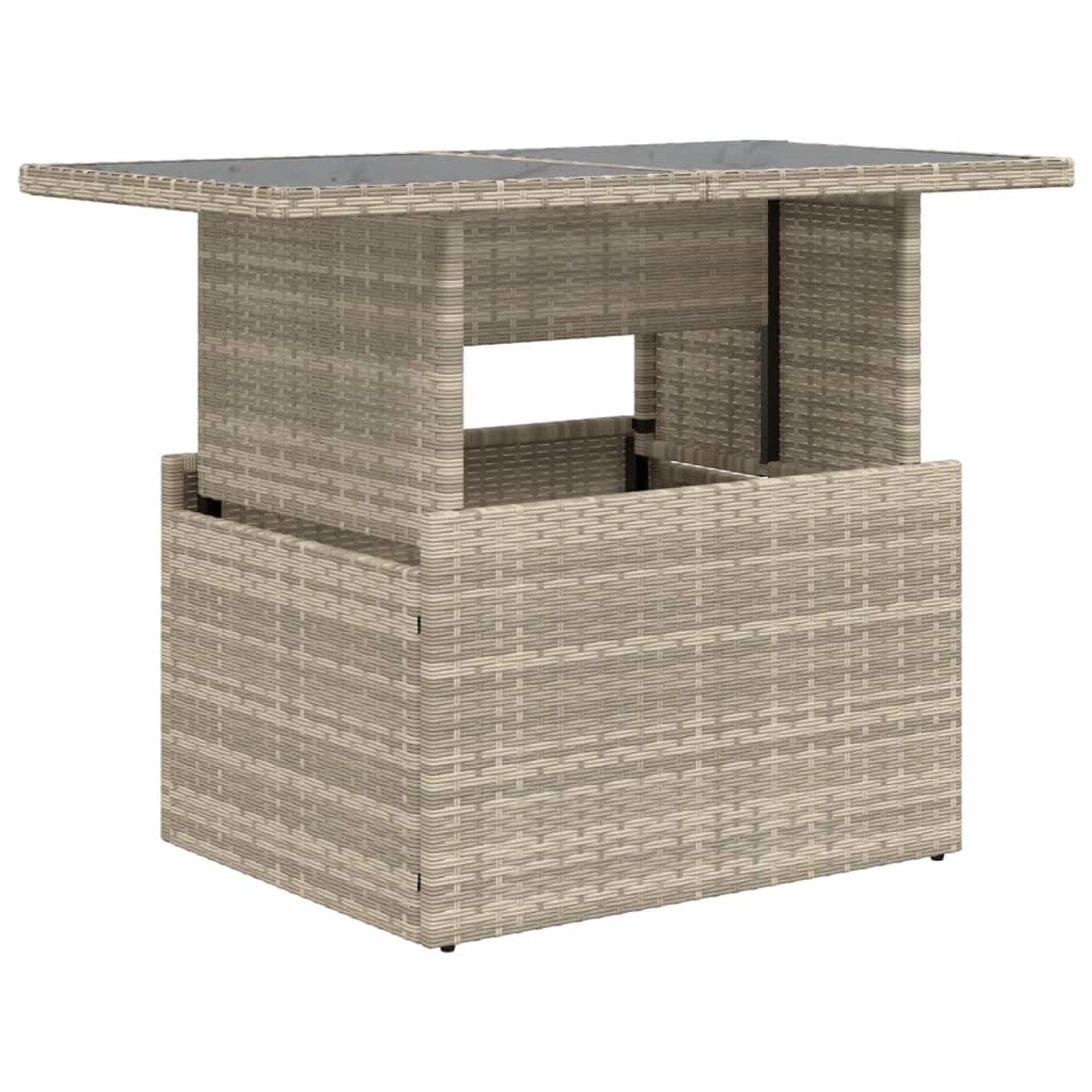 vidaXL Gartentisch mit Glasplatte Hellgrau 100x55x73 cm Poly Rattan 366183 günstig online kaufen