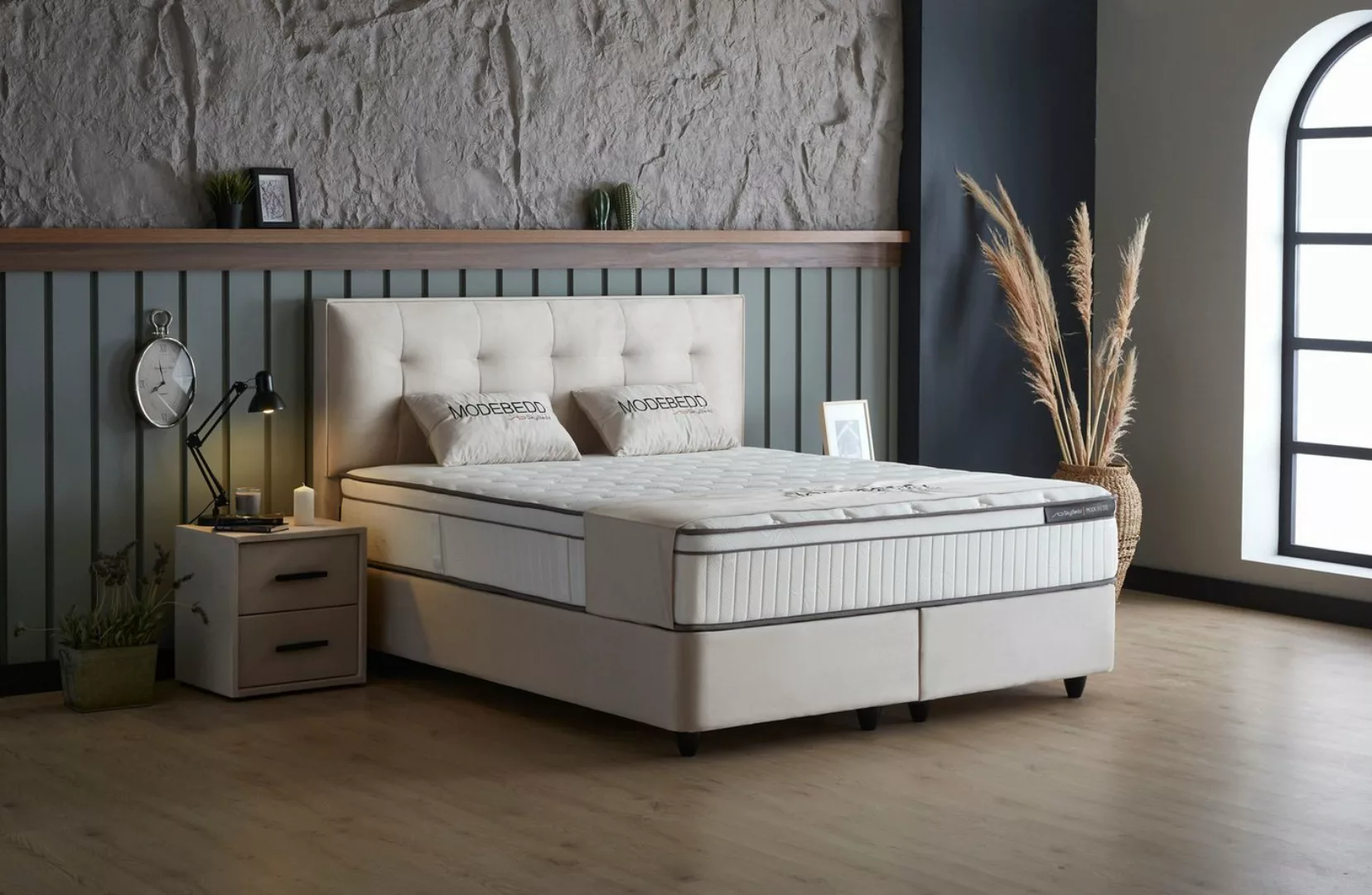 Villa Möbel Polsterbett MODE (Bett Set, 4-tlg., Bett Set aus Bettkasten, Ko günstig online kaufen