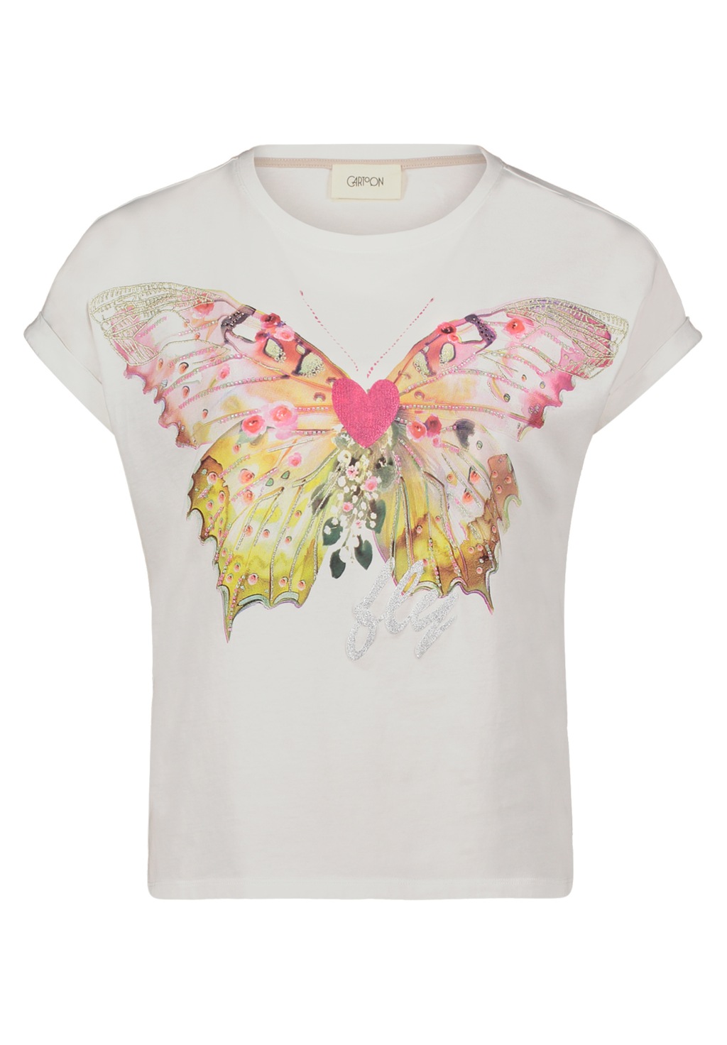 Cartoon Kurzarmshirt "Cartoon Damen Printshirt mit Ärmelaufschlag", (1 tlg. günstig online kaufen