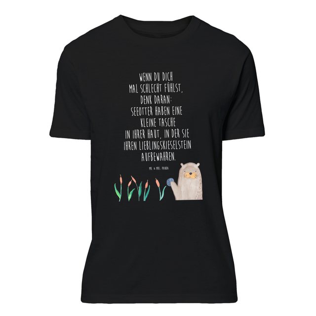 Mr. & Mrs. Panda T-Shirt Otter mit Stein - Schwarz - Geschenk, T-Shirt mit günstig online kaufen