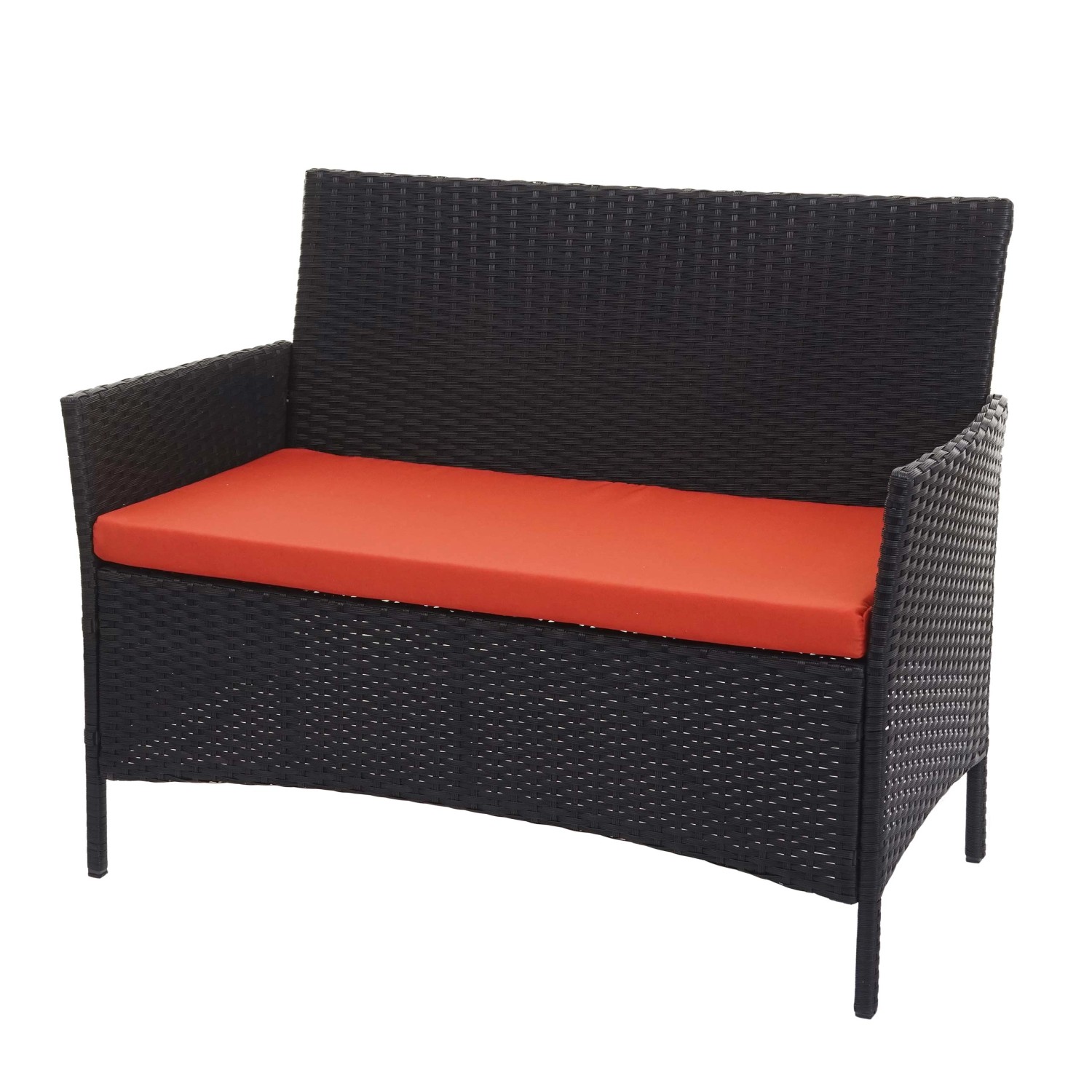 MCW Poly-Rattan Gartenbank Hamar Schwarz Kissen Terracotta günstig online kaufen