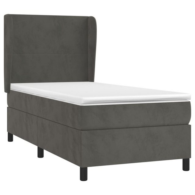 vidaXL Boxspringbett Boxspringbett mit Matratze Dunkelgrau 100x200 cm Samt günstig online kaufen