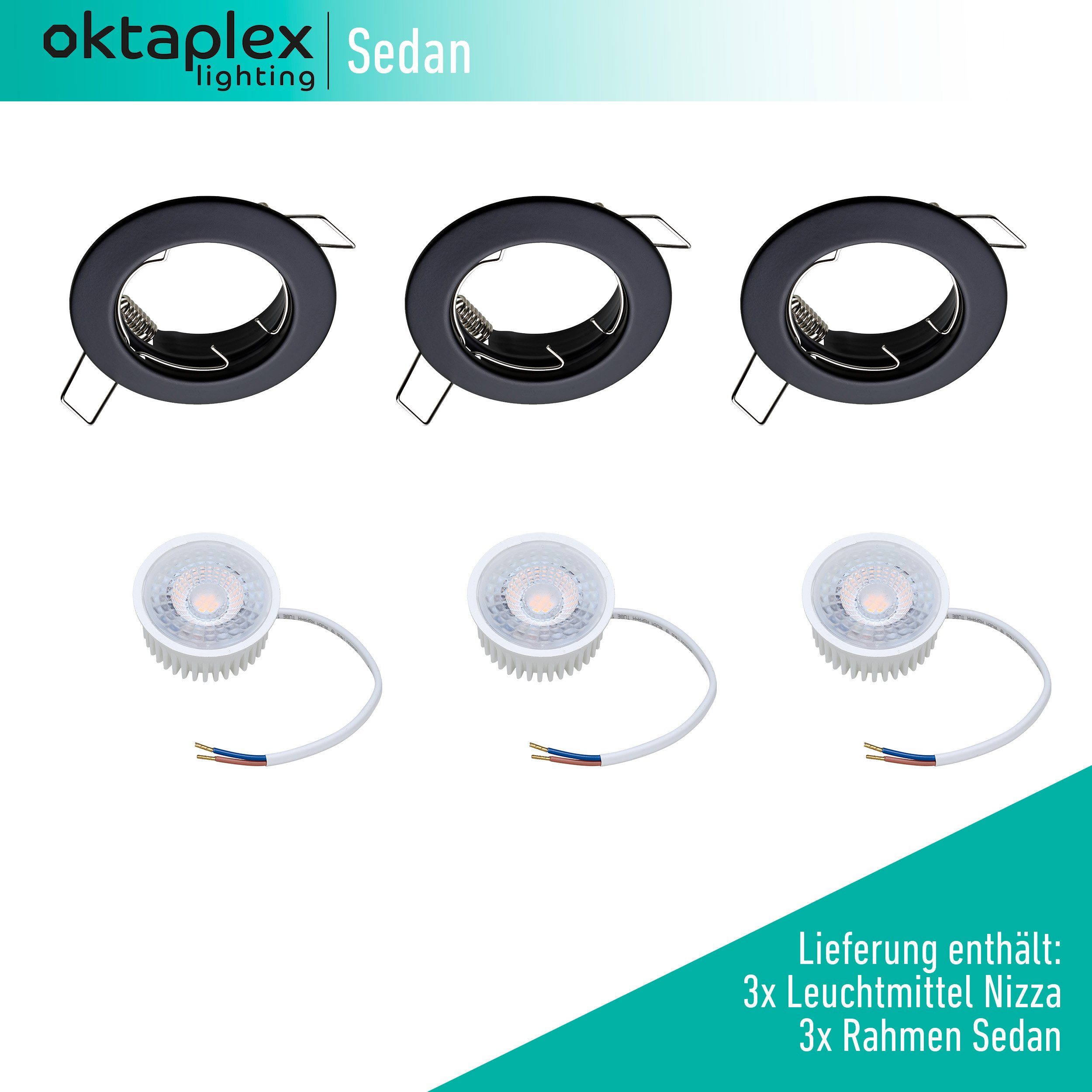Oktaplex lighting LED Einbaustrahler 3 Stück günstig online kaufen