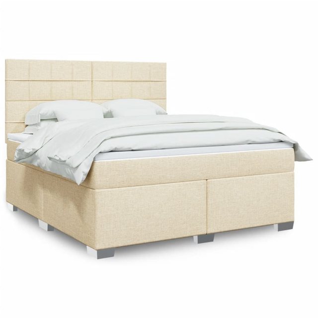 vidaXL Boxspringbett, Boxspringbett mit Matratze Creme 180x200 cm Stoff günstig online kaufen