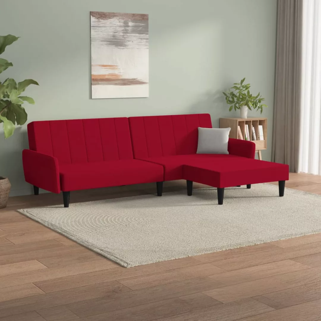 Vidaxl Schlafsofa 2-sitzer Mit Hocker Weinrot Samt günstig online kaufen