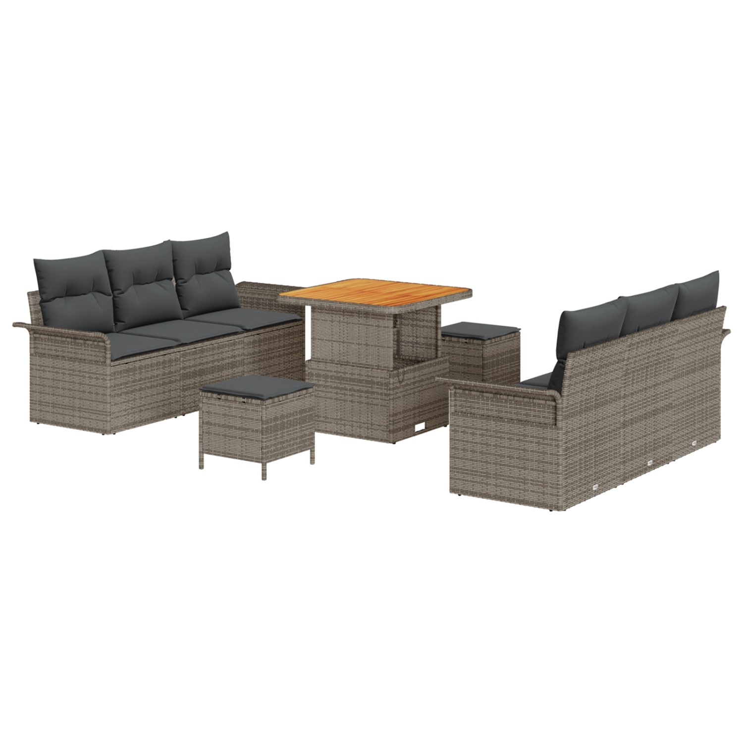 vidaXL Garten-Sofa-Set 9-Tlg Grau Poly Rattan 3362088 günstig online kaufen