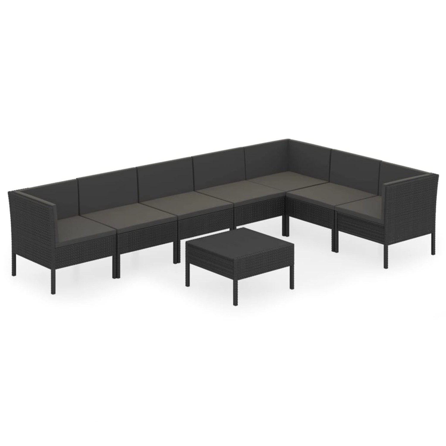 8-tlg. Garten-lounge-set Mit Auflagen Poly Rattan Schwarz günstig online kaufen