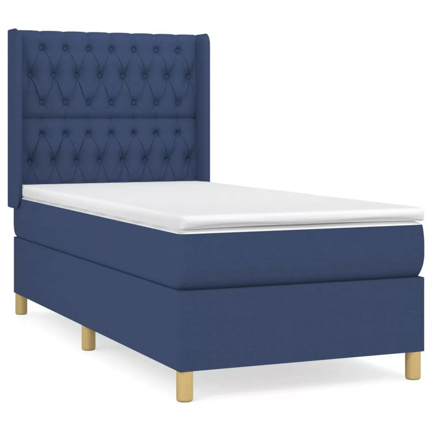 vidaXL Boxspringbett mit Matratze Blau 90x200 cm Stoff1358660 günstig online kaufen