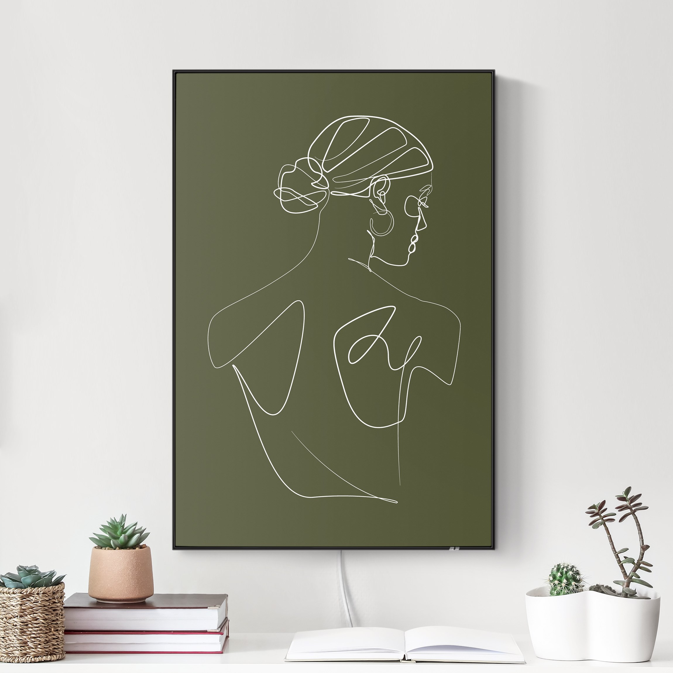 LED-Wechselbild Line Art - Frau Rücken Grün günstig online kaufen