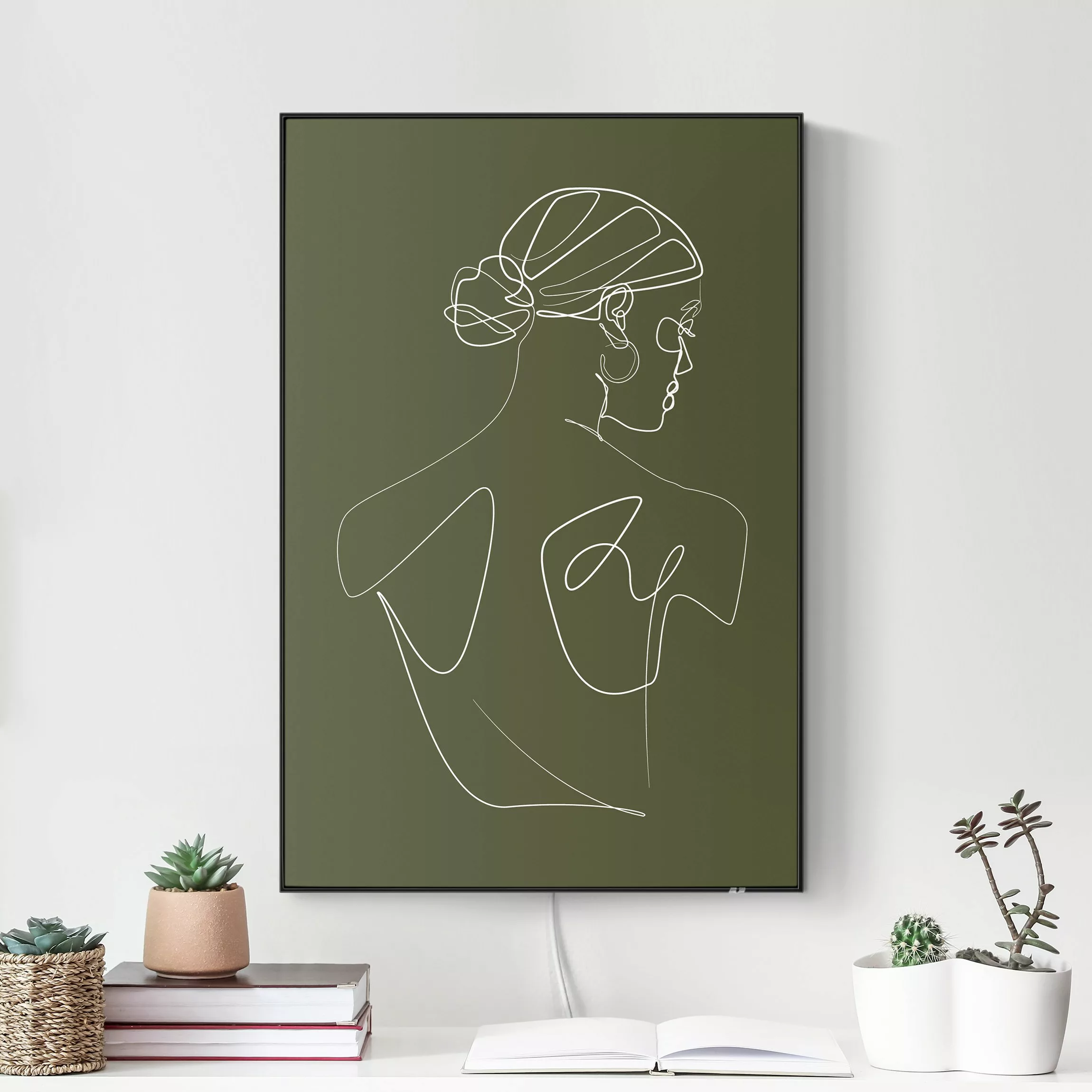 LED-Wechselbild Line Art - Frau Rücken Grün günstig online kaufen