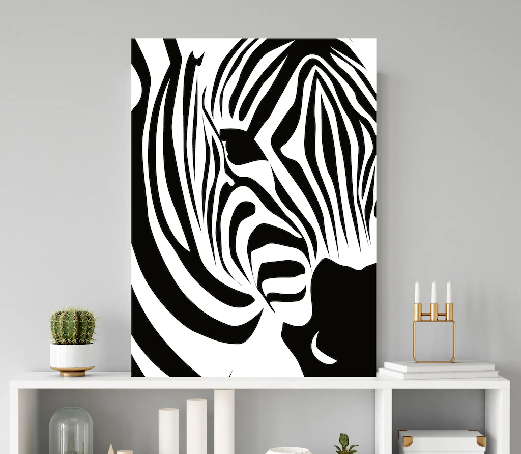 queence Metallbild "Zebra", Zebras-Schwarz-Weiß-Tiere, (1 St.), Stahlschild günstig online kaufen