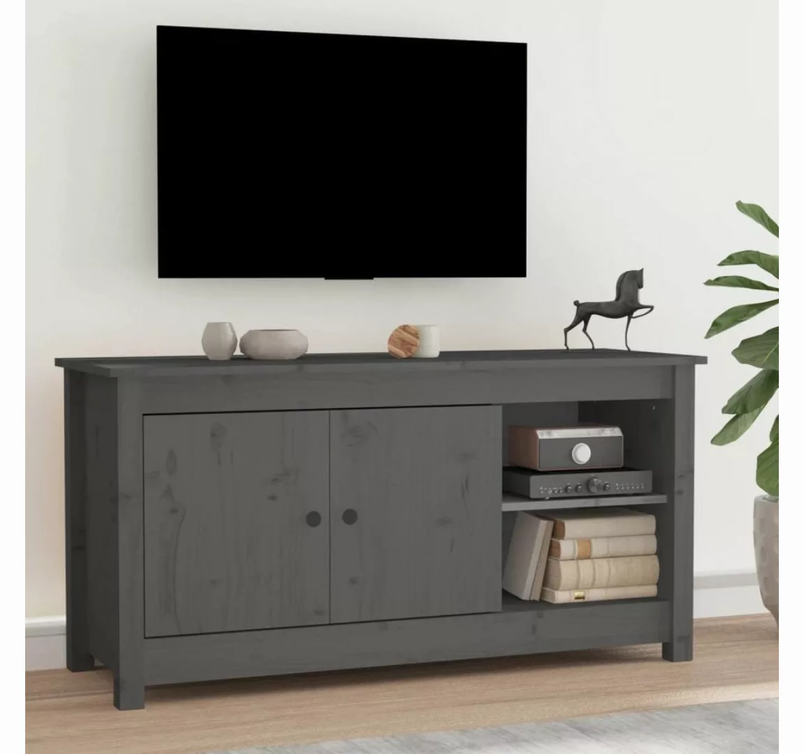 vidaXL TV-Schrank TV-Schrank Grau 103x36,5x52 cm Massivholz Kiefer (1-St) günstig online kaufen