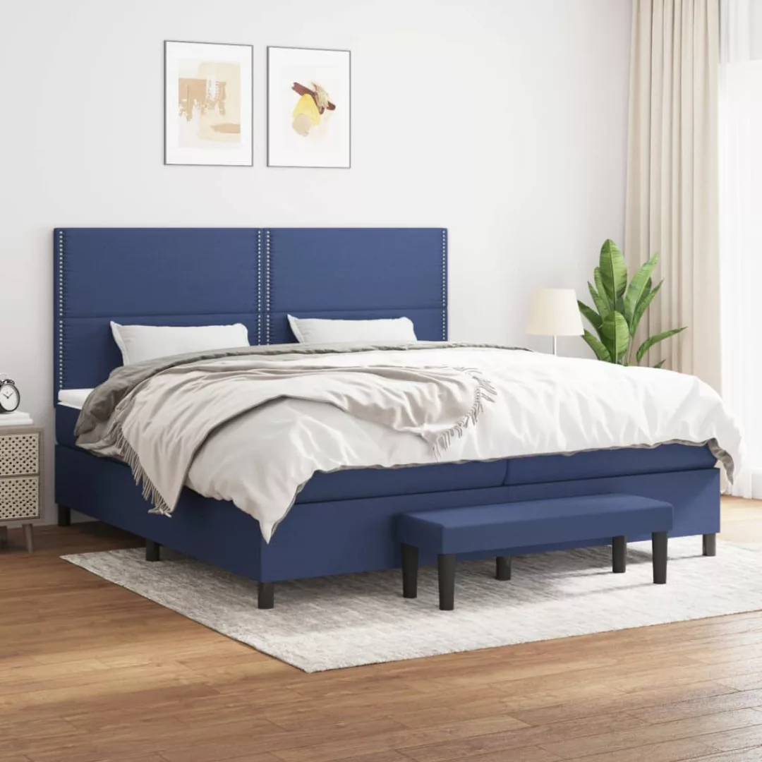 Vidaxl Boxspringbett Mit Matratze Blau 200x200 Cm Stoff günstig online kaufen