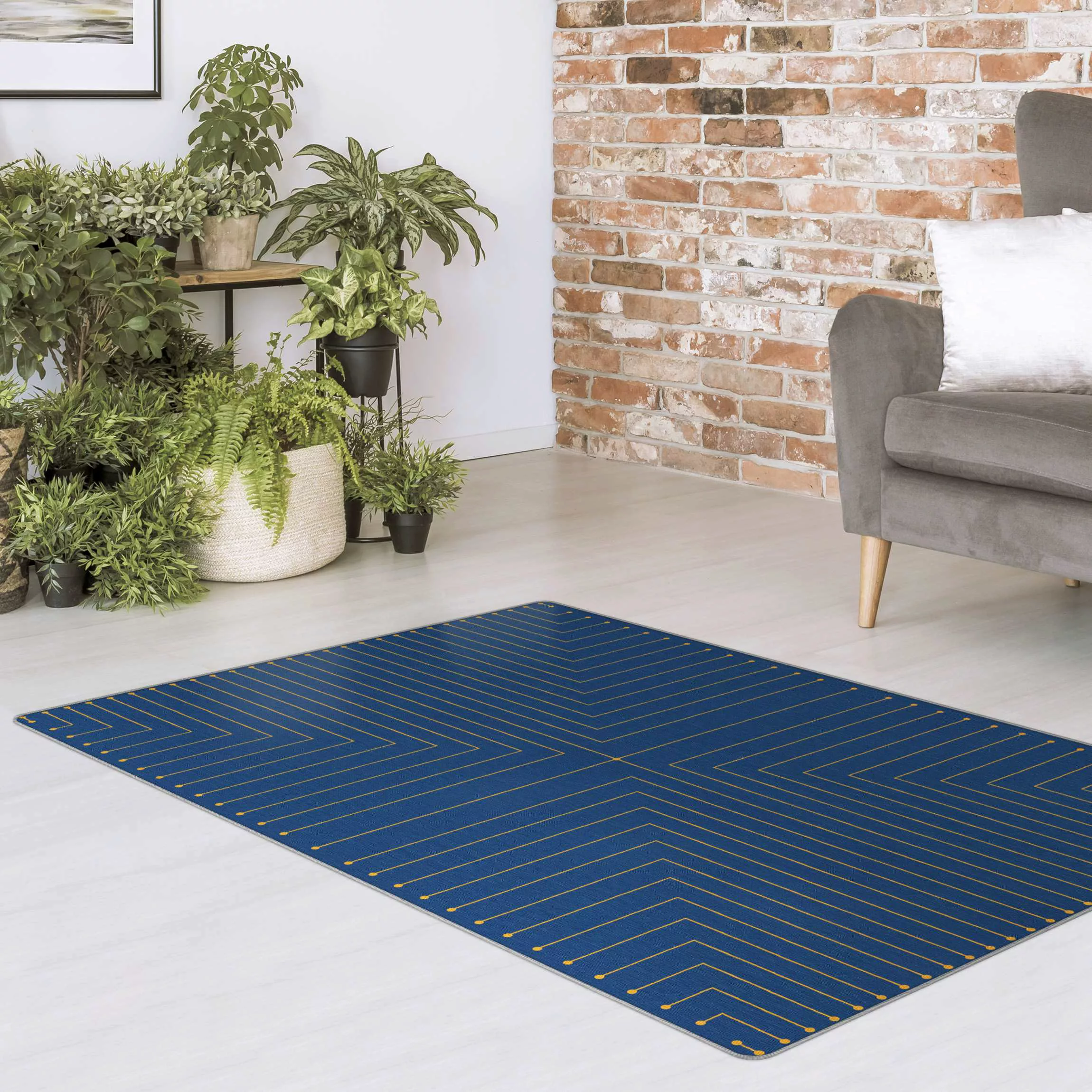 Teppich Geometrische Ecken blau günstig online kaufen
