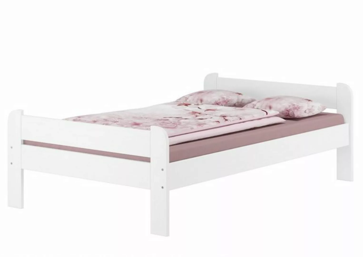 ERST-HOLZ Bett Massivholz Einzelbett robustes breites weiß 120x200 Kiefer, günstig online kaufen