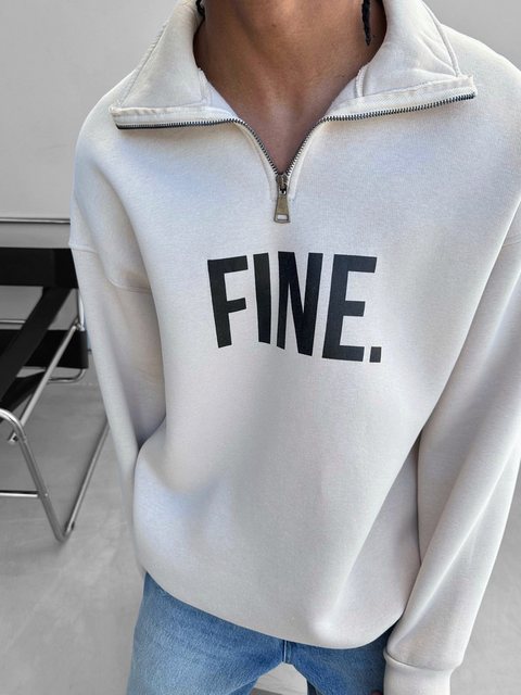 Abluka Sweatshirt Sweatshirt mit Halbem Reißverschluss Oversize Fine Sweats günstig online kaufen