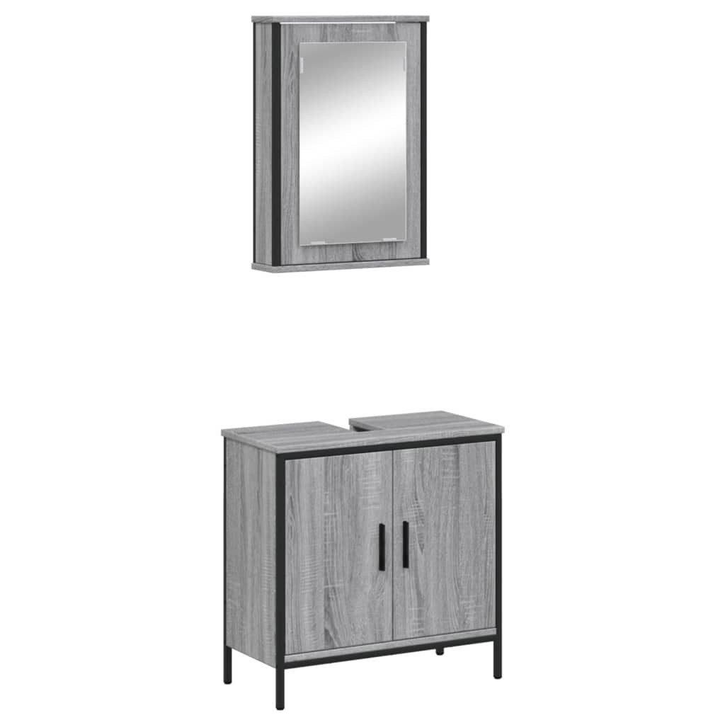 vidaXL Badezimmer-Set 2-tlg. Badmöbel-Set Grau Sonoma günstig online kaufen