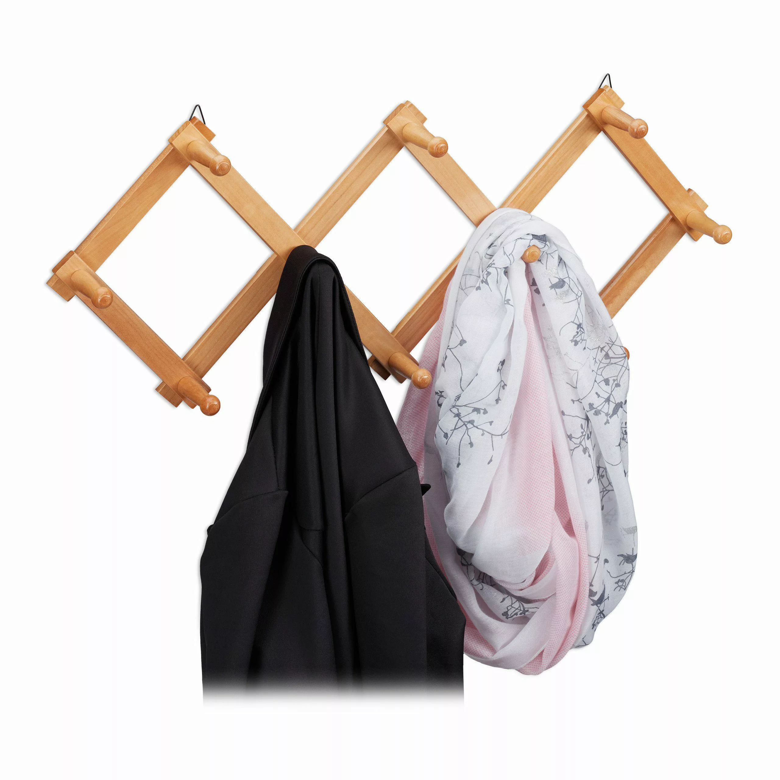 relaxdays Wandgarderobe Holz faltbar, Natur günstig online kaufen