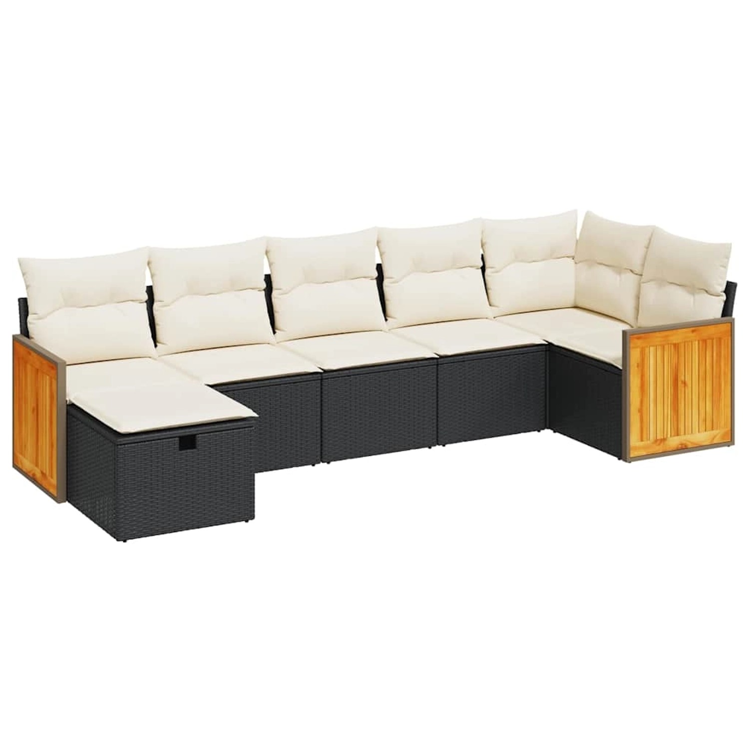 vidaXL 7-Tlg Garten-Sofagarnitur mit Kissen Schwarz Poly Rattan 3326039 günstig online kaufen