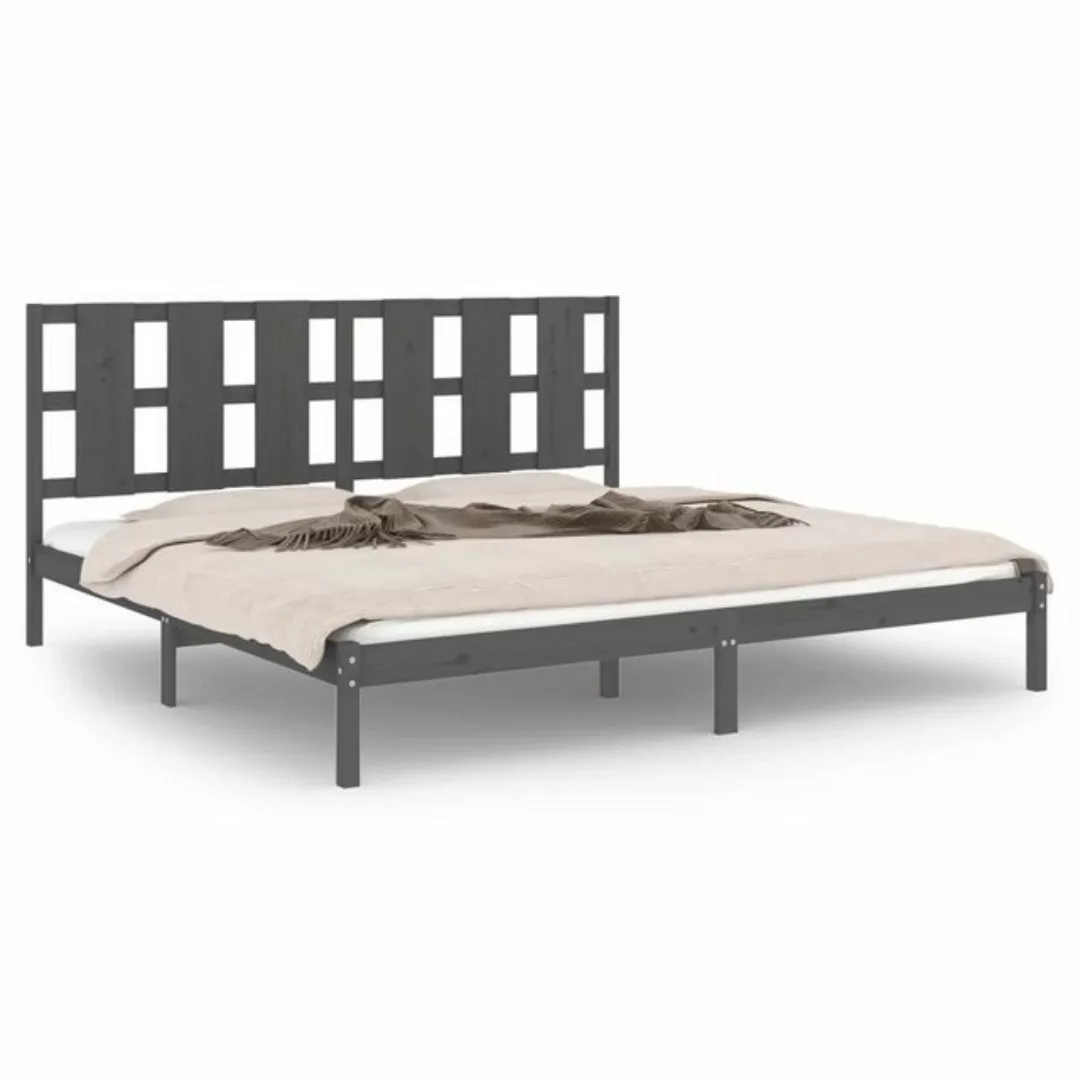 furnicato Bett Massivholzbett Grau Kiefer 200x200 cm günstig online kaufen