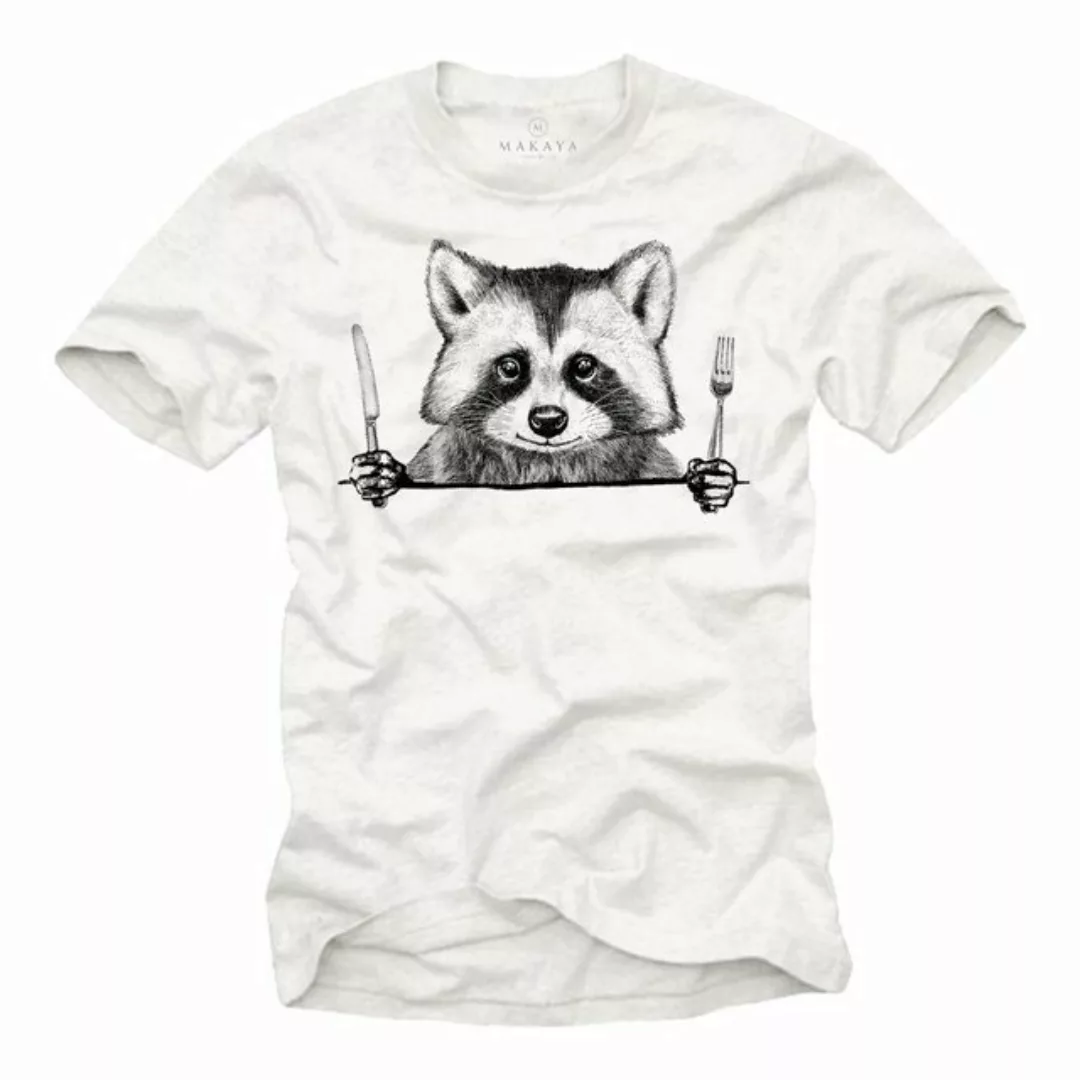 MAKAYA Print-Shirt Coole Tiermotive Waschbär Raccoon Essen Lustige Tiere Au günstig online kaufen