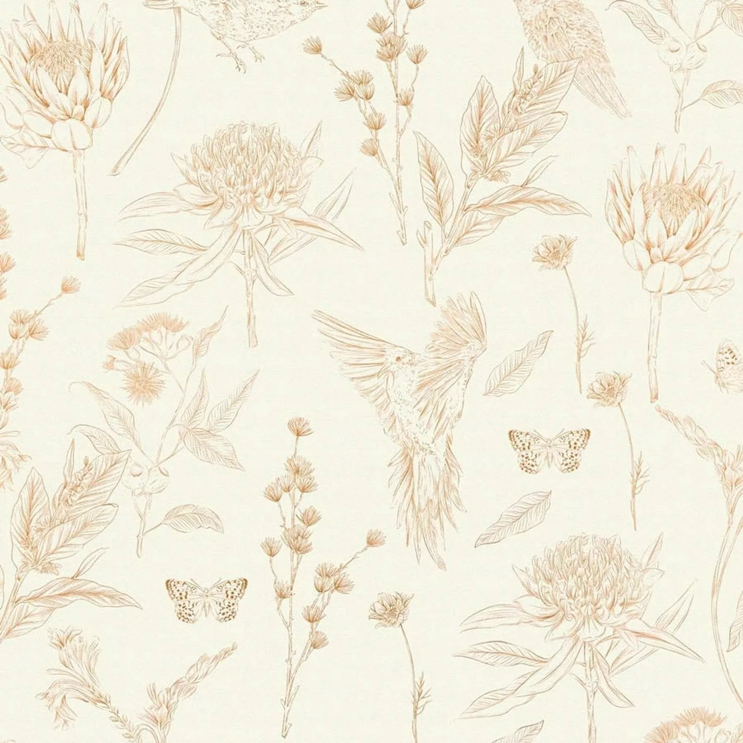 Bricoflor Wildblumen Tapete Mit Vögeln Und Schmetterlingen Vintage Blumenta günstig online kaufen