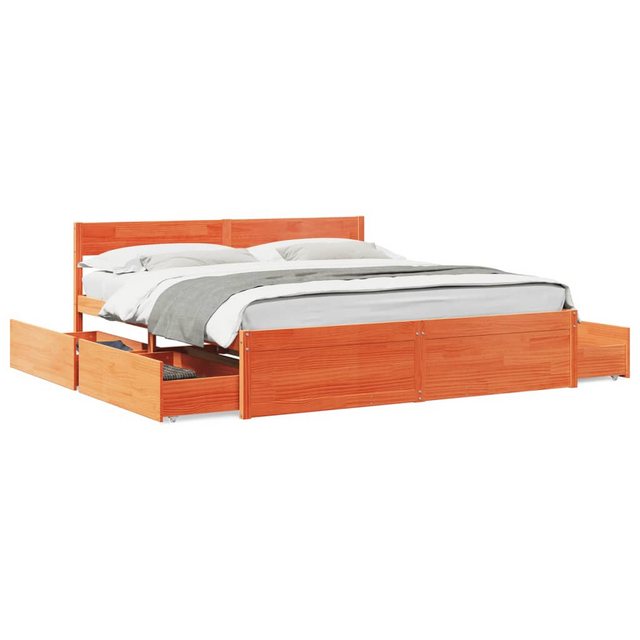 vidaXL Bett, Massivholzbett ohne Matratze Wachsbraun 200x200 Kiefernholz günstig online kaufen