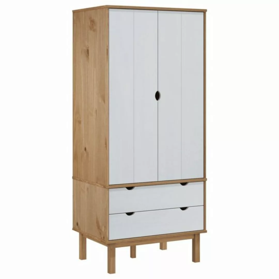 furnicato Kleiderschrank OTTA Braun&Weiß 76,5x53x172 cm Massivholz Kiefer ( günstig online kaufen
