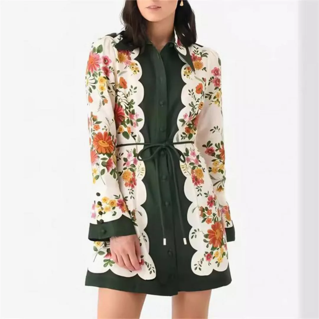 AFAZ New Trading UG Sommerkleid Langärmliges Trägerkleid mit botanischem Au günstig online kaufen