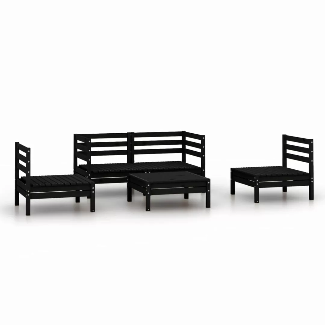 5-tlg. Garten-lounge-set Schwarz Massivholz Kiefer günstig online kaufen