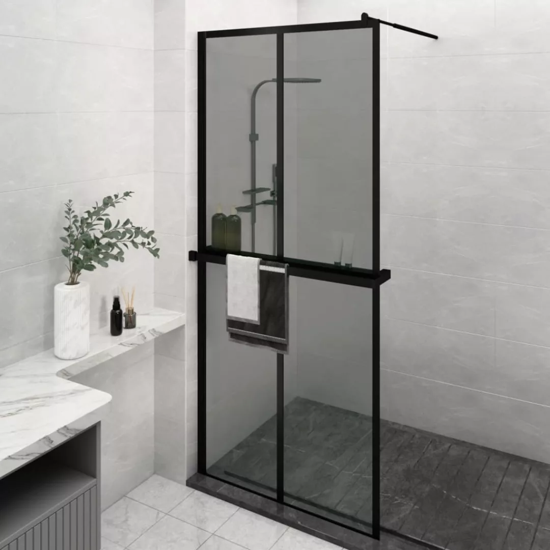 Vidaxl Duschwand Mit Ablage Für Walk-in-dusche Schwarz 90x195 Cm Esg günstig online kaufen