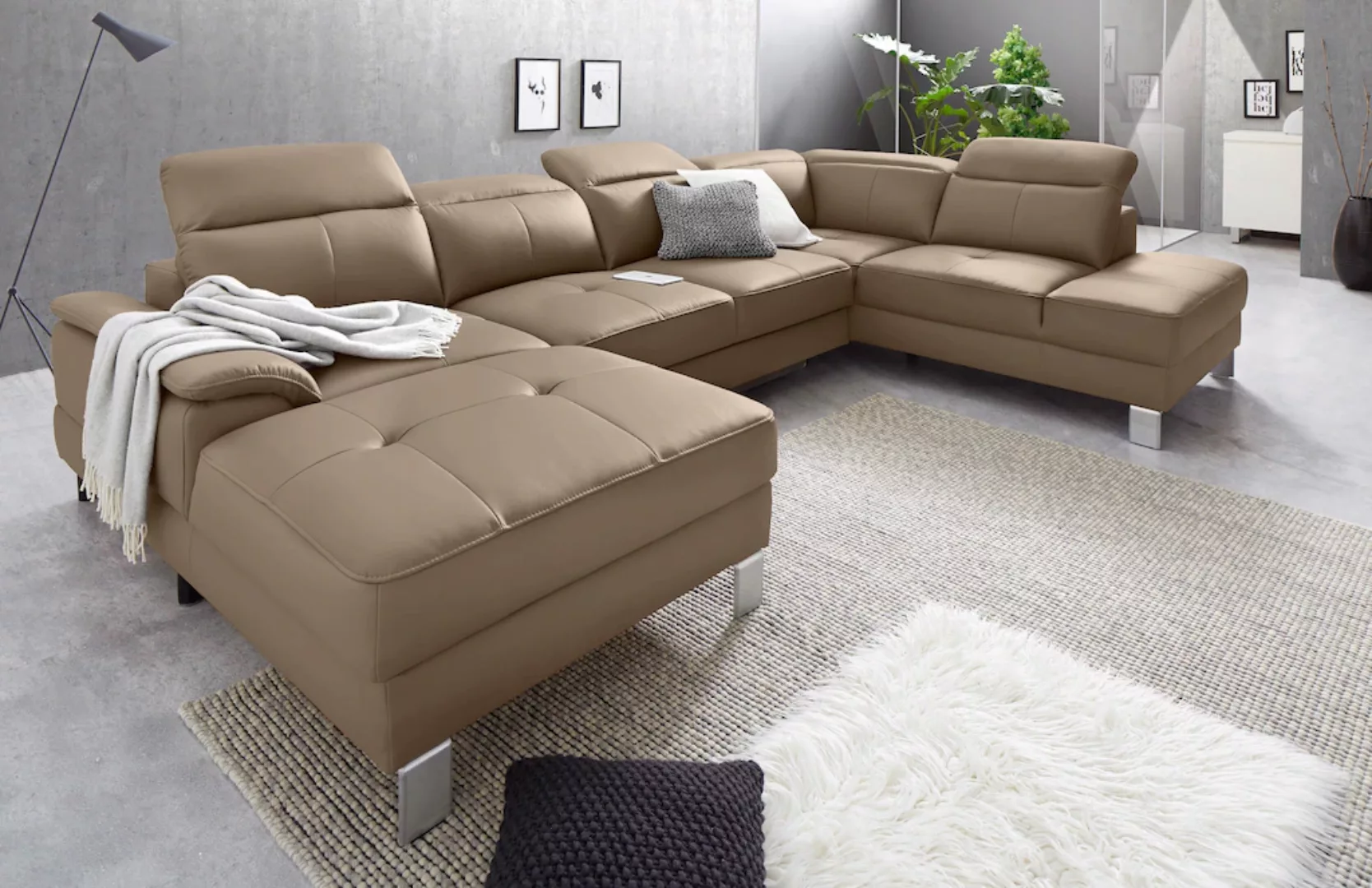exxpo - sofa fashion Wohnlandschaft »Mantua 2, U-Form«, inkl. Kopf- bzw. Rü günstig online kaufen