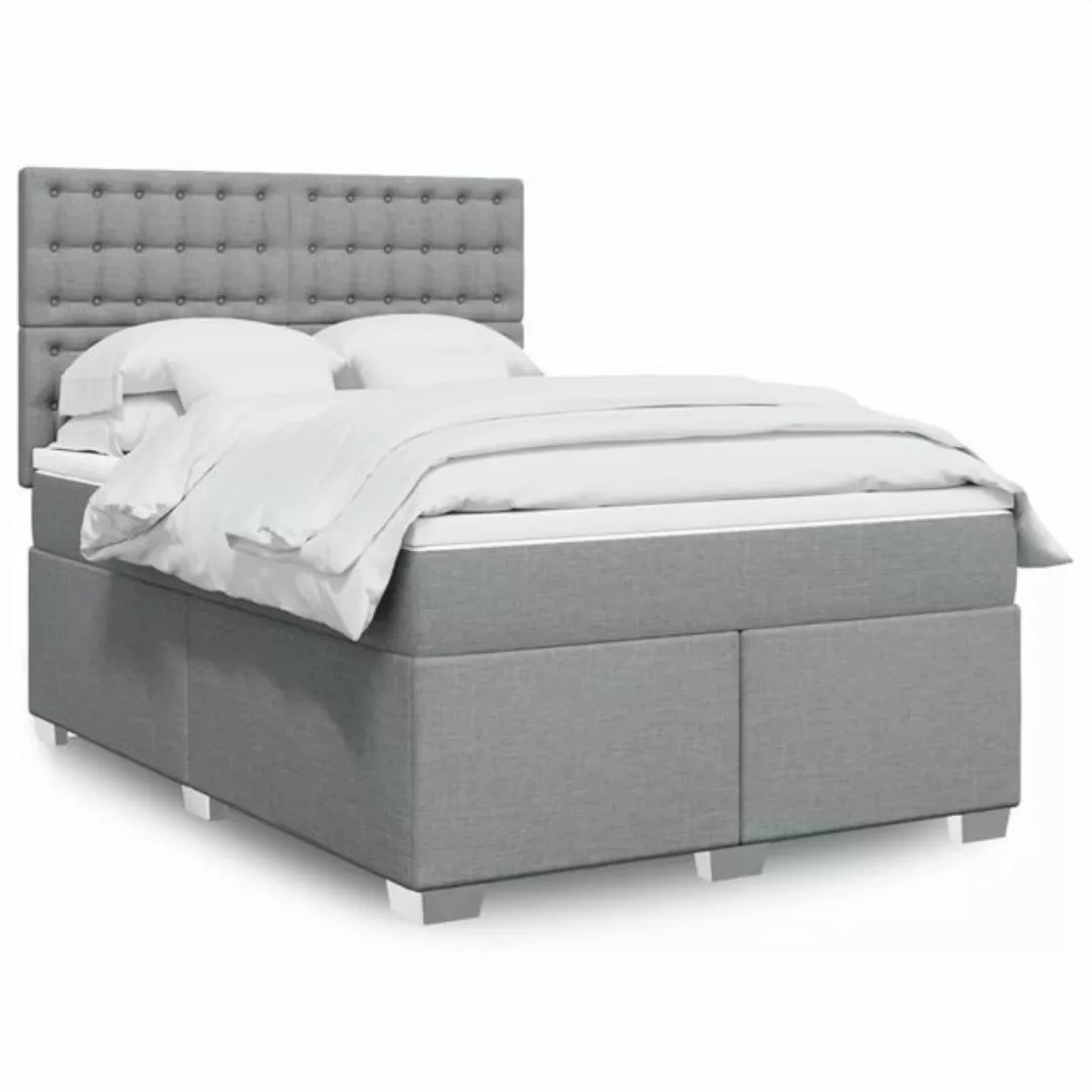 vidaXL Boxspringbett mit Matratze Hellgrau 140x200 cm Stoff2100031 günstig online kaufen