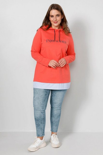 Janet & Joyce Sweatshirt Hoodie Kapuze Schriftzug Farb-Saumbund günstig online kaufen