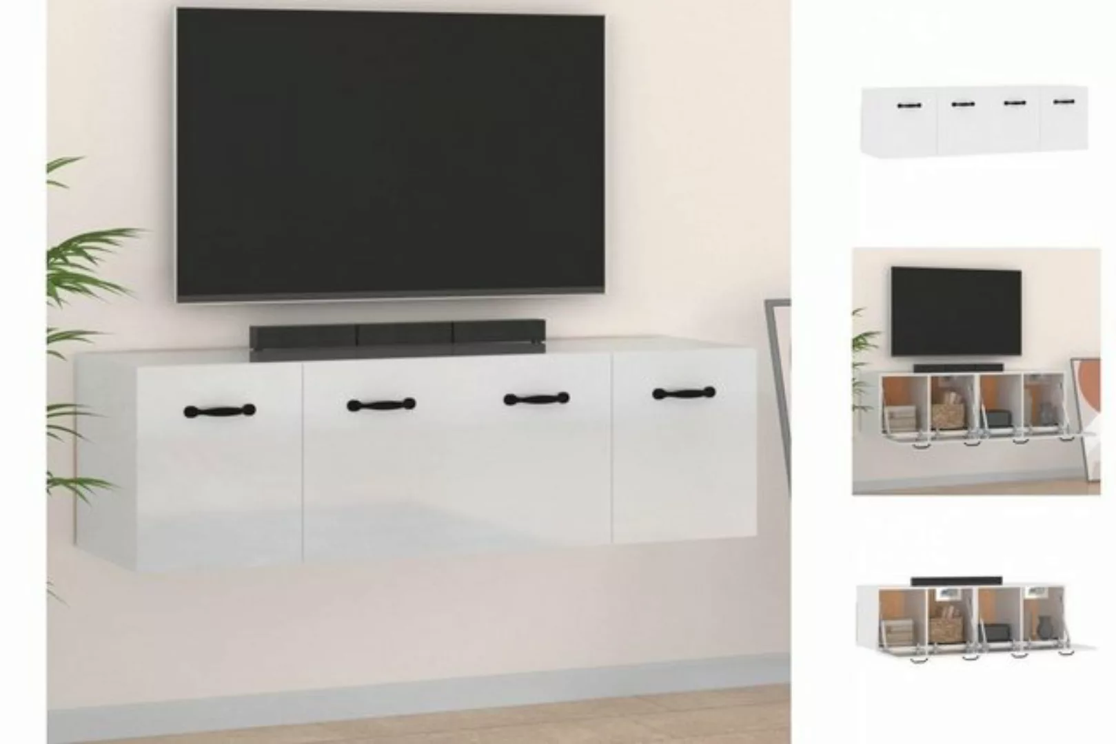 vidaXL Kleiderschrank Wandschränke 2 Stk Hochglanz-Weiß 80x36,5x35 cm Holzw günstig online kaufen