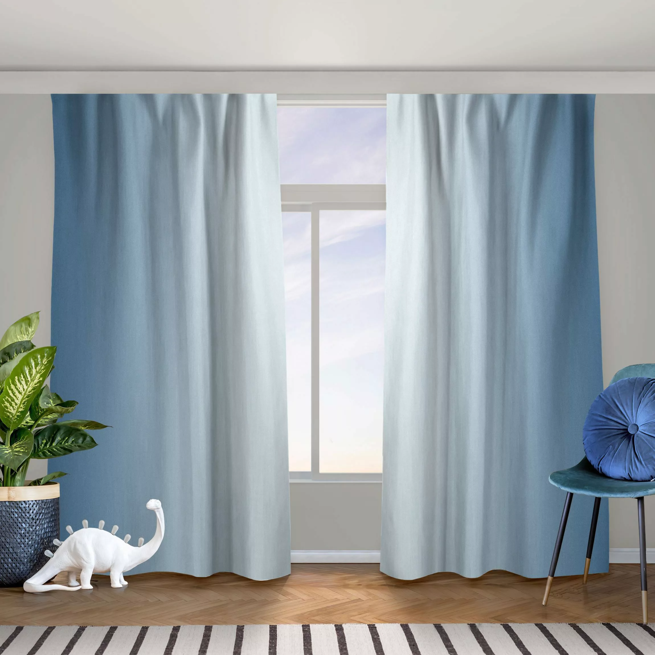 Vorhang Blauer Vertikaler Farbverlauf günstig online kaufen