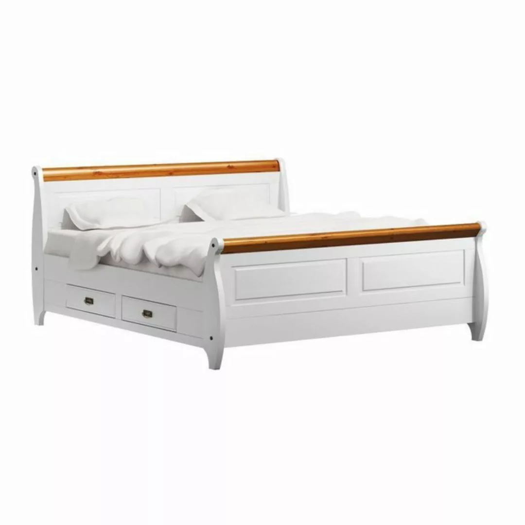 JVmoebel Bett Luxus Bett Doppelbett Landhaus Stil Doppelbetten Weiß Bauern günstig online kaufen