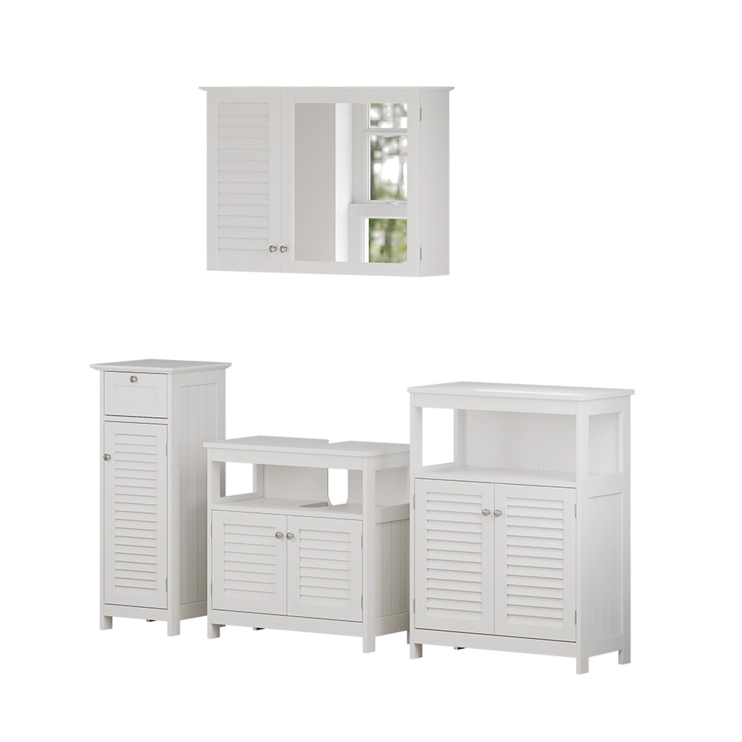 Vicco Badmöbel-Set Riad Weiß 4 Teile Option 2 günstig online kaufen