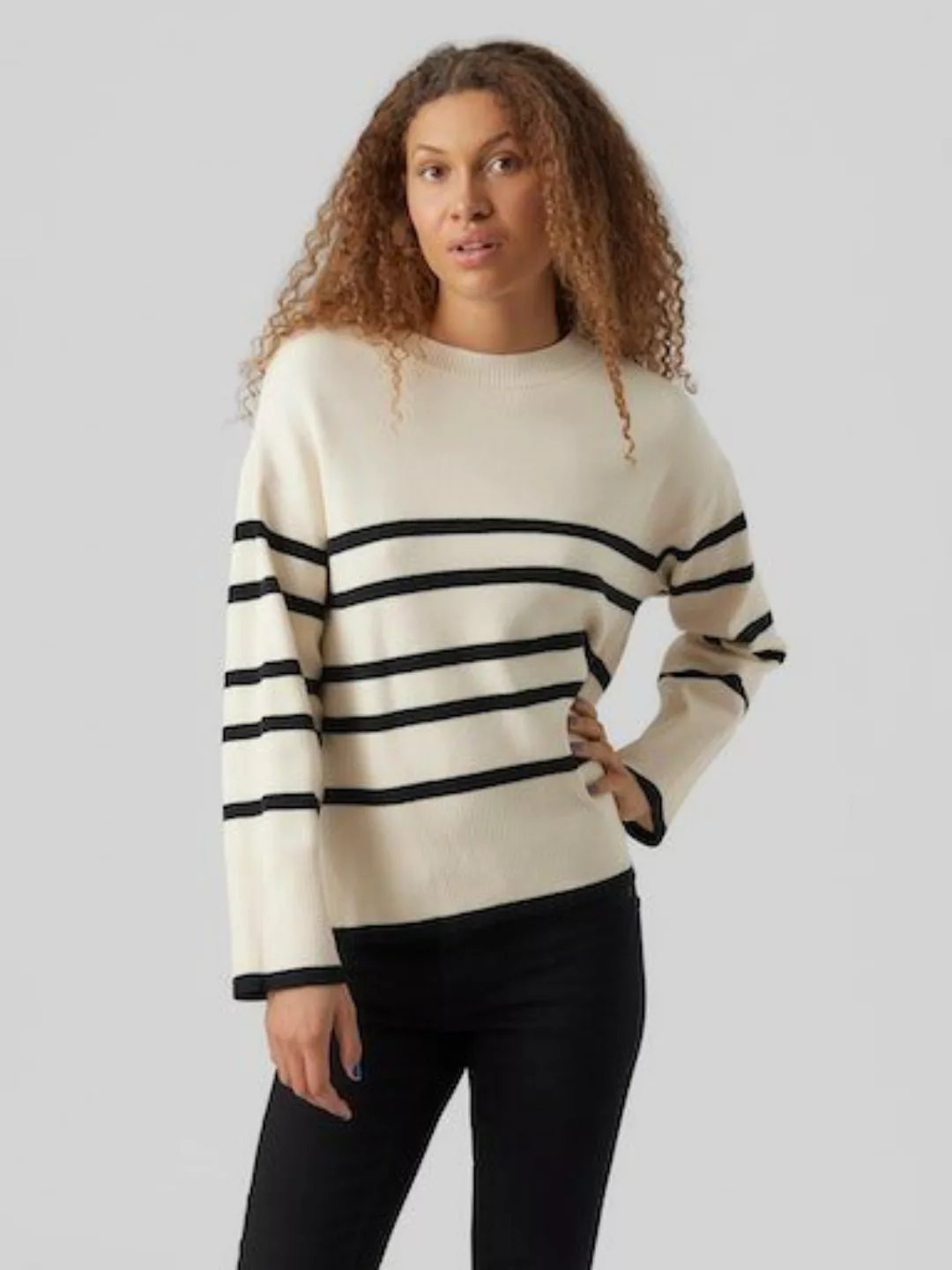 Vero Moda Rundhalspullover "VMSABA LS O-NECK STRIPE PULLOVER GA NOOS", mit günstig online kaufen