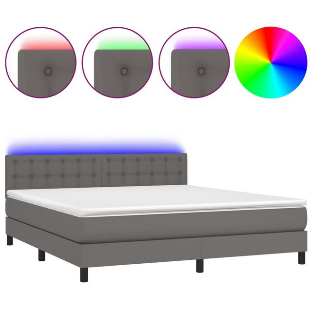 vidaXL Boxspringbett Bett Boxspringbett mit Matratze & LED Kunstleder (160 günstig online kaufen