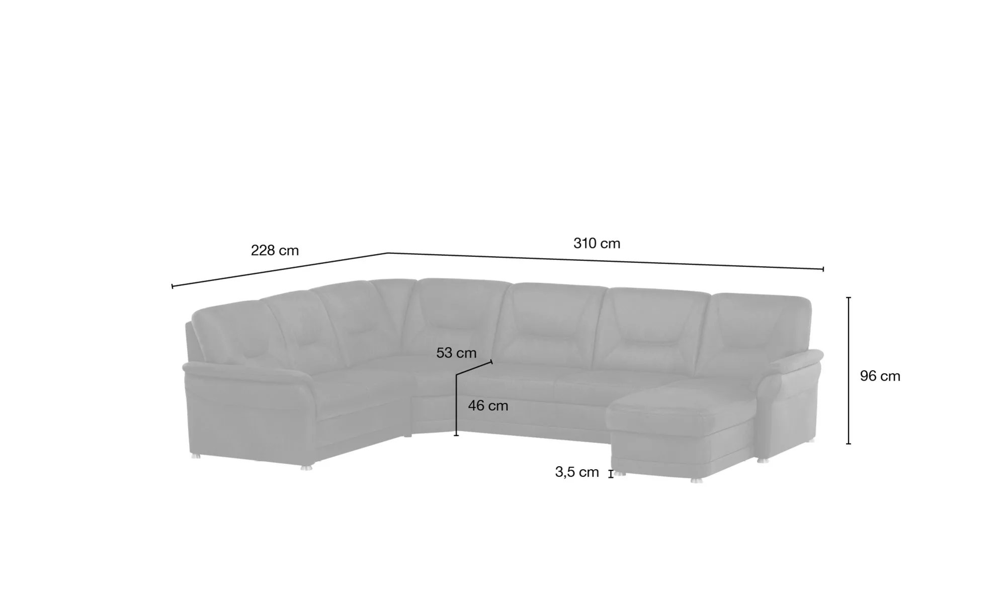 meinSofa Wohnlandschaft aus Mikrofaser Edda ¦ grau ¦ Maße (cm): B: 310 H: 9 günstig online kaufen