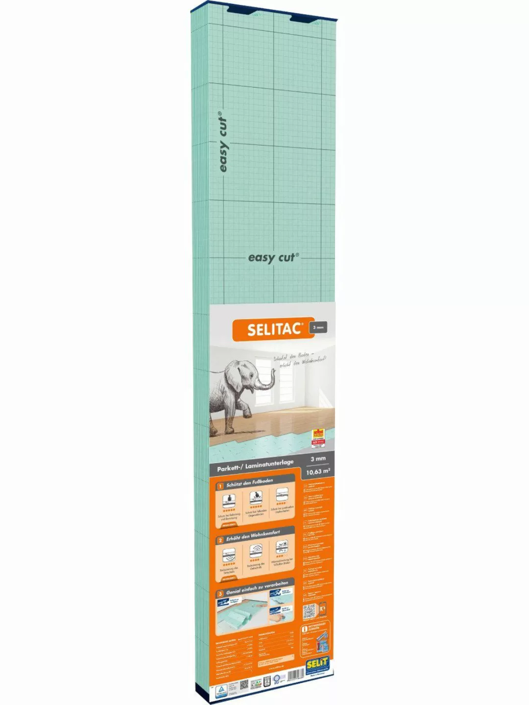 Selitac® Trittschalldämmung für Parkett und Laminat 3 mm 10,63 m² günstig online kaufen