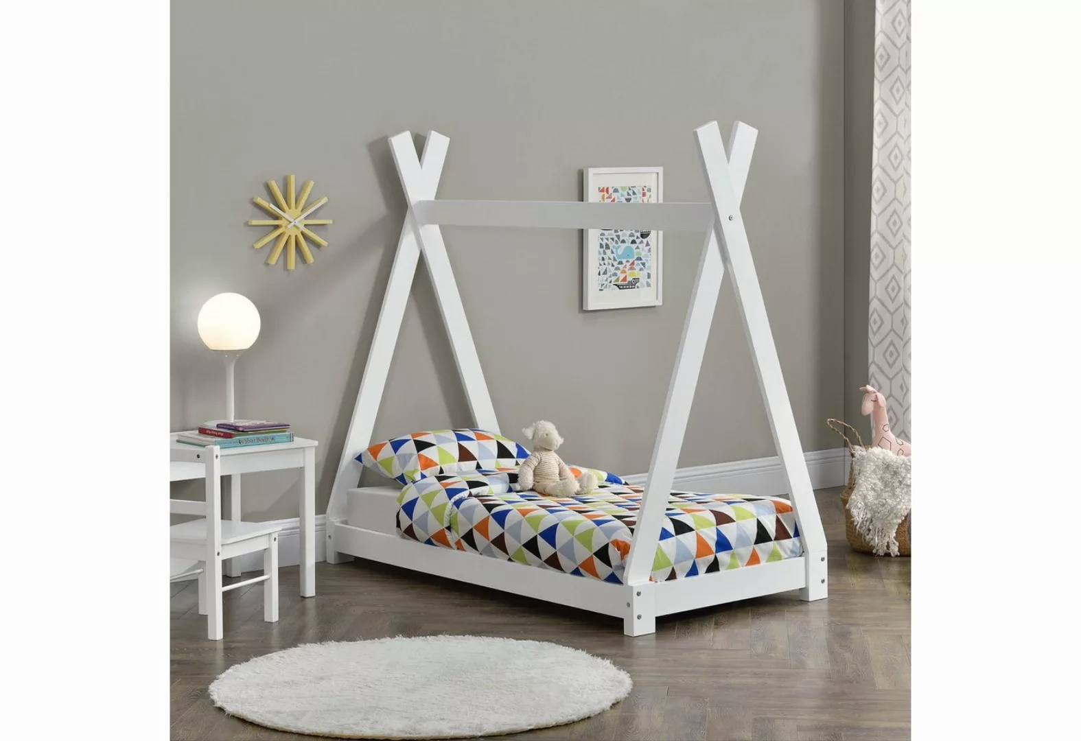 en.casa Kinderbett, »Onejda« Kinderbett Tipi Bett aus Kiefernholz 70x140cm günstig online kaufen