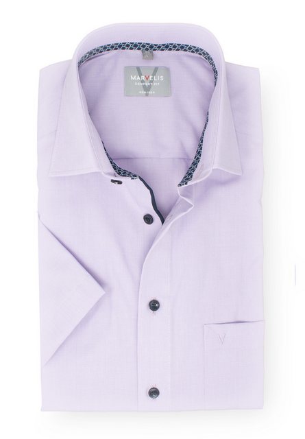 MARVELIS Kurzarmhemd Kurzarmhemd - Comfort Fit - Einfarbig - Mauve günstig online kaufen