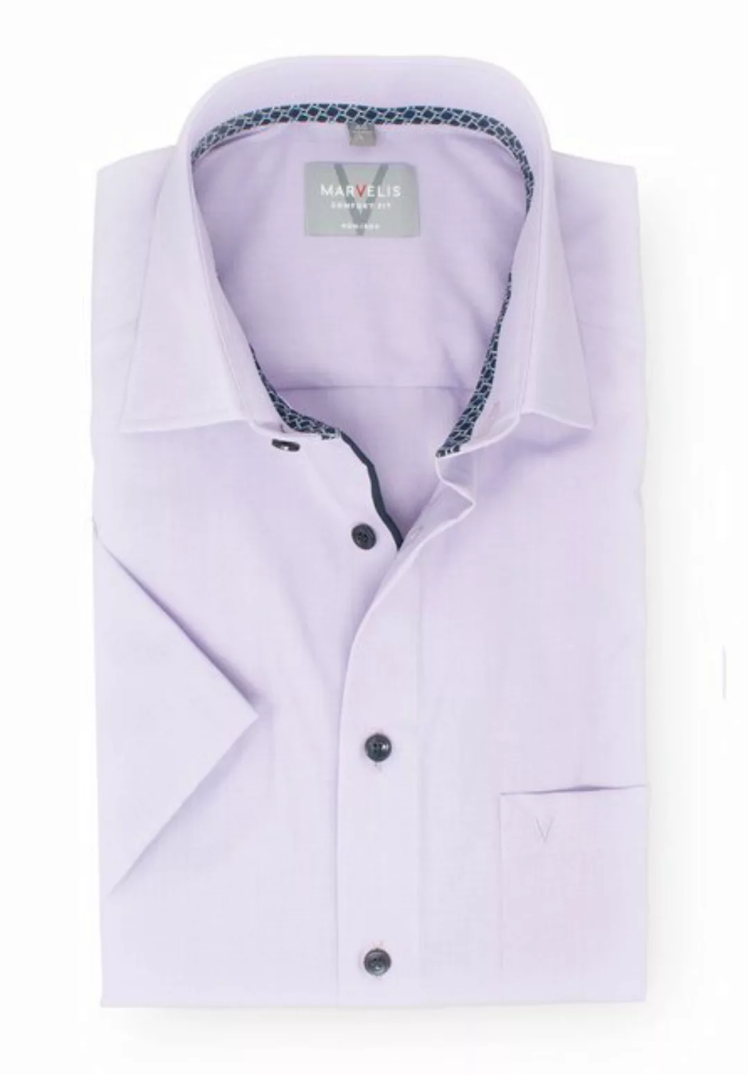 MARVELIS Kurzarmhemd Kurzarmhemd - Comfort Fit - Einfarbig - Mauve günstig online kaufen